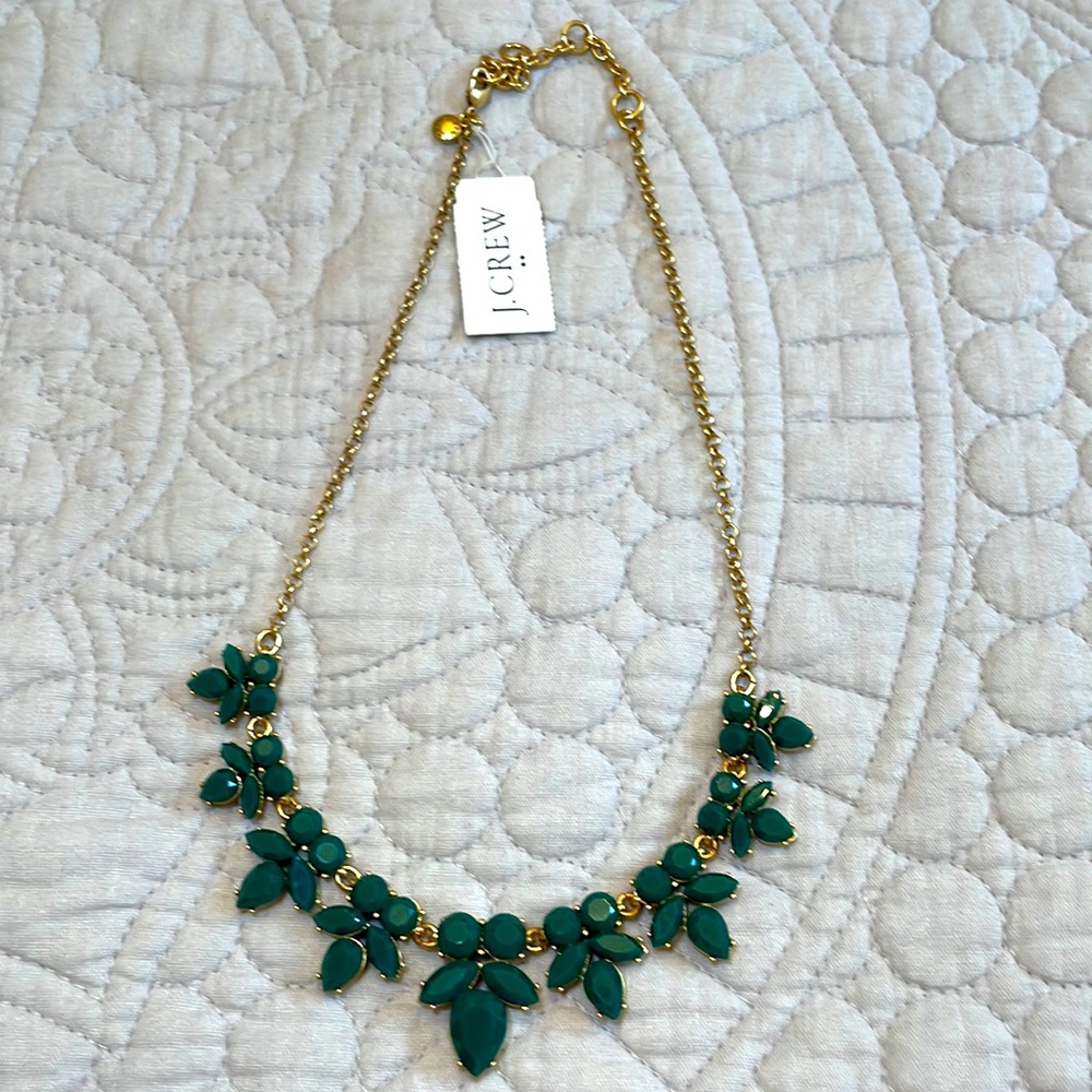 J.Crew Emerald and Gold Necklace